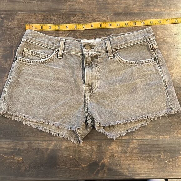 Current Elliott The Boyfriend Short Distressed Denim Olive Green Gray - Picture 4 of 12